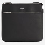 The Zair Black Leather Envelope Bag with Zip Closure by BOSS.
