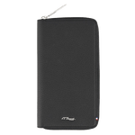 This Neo Capsule Grained Leather Wallet Zip Around by S.T. Dupont has silver hardware including the silver lettering of the brand name.