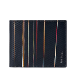 The Woven Navy Leather 'Signature Stripe' Pinstripe Wallet by Paul Smith.