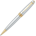 Cross bailey chrome plated ballpoint pen with gold fittings.
