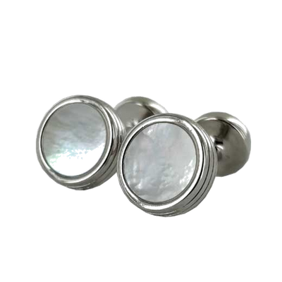 pearl round boss cufflinks