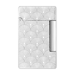 This S.T. Dupont Initial Cinatique Guilloche Palladium Lighter is made out of brass with a palladium finish.