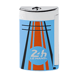 The S. T. Dupont 24Hrs Du Mans Blue & Orange Maxijet Lighter has a striped design with blue and orange.