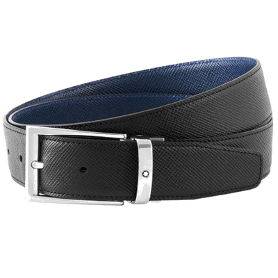 montblanc reversible trapeze black blue belt