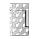 This S.T. Dupont Initial Cube Guilloche Palladium Lighter has a cube pattern all over with vertical and horizontal stripes.