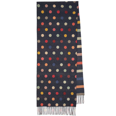 paul smith navy cashmere spot stripe scarf