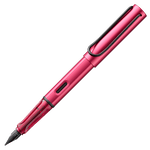 This LAMY AL-Star Fiery Special Edition Fountain Pen has a metallic surface with the barrel and cap made out of aluminum.