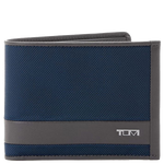 This Navy/Grey Alpha Global Double Billfold Wallet was designed by TUMI.