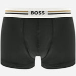 The black pair from the BOSS 3-Pack of Viscose Stretch Revive Boxer Shorts with Three Stripe and Logo Waistband.