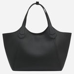 Back view of the BOSS Lenah Black Leather New Tote Bag with Metallic Logo.