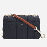 Back view of the Denim Quilted Shoulder Bag with Double 'B' Monogram.