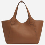 Back view of the BOSS Lenah Brown Leather New Tote Bag with Metallic Logo.