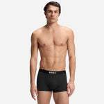 The geometric pattern pair from the BOSS One 3-Pack of Black and Grey Organic Stretch-Cotton Trunks with Waistband Logo.