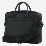 Back view of the Ray MS Black Faux Leather Document Case with Pattern Detail.