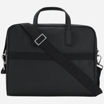 Back view of the BOSS Zair Black Leather Document Case with Foil-Print Logo.