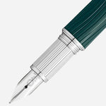 The rhodium coated nib on the Polar Green StarWalker Doué Fountain Pen F.