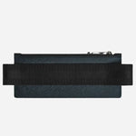 Back view of the Tweed Blue Sartorial Leather Zipped 2-Pen Pouch with Elastic Strap.