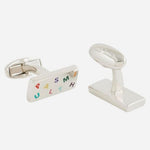 Back and side view of the Men's Cufflinks with Multicoloured Logo Letters.