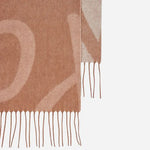 The edge of the Women's Brown Wool Blend Scarf with Signature Print.