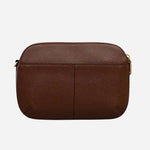 Back view of the Dukes Place Textured Chocolate Brown Medium Zip Top Cross Body Bag.