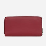 Back view of the Pockets Carmine Leather Large Zip Around Wallet.