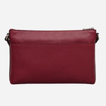 Back view of the Pockets Carmine Red Leather Medium Zip Top EW Cross Body Bag.