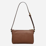 Back view of the Pockets Saddle Brown Mini Zip Top Shoulder Bag.
