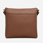 Back view of the Pockets Saddle Brown Small Zip Top Cross Body Bag.
