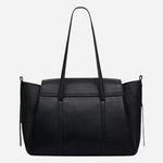 Back view of The Chancery Black Medium Flapover Shoulder Bag.