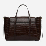 Back view of The Chancery Dark Oak Faux Croc Medium Flapover Multiway Bag.