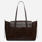 Back view of The Chancery Dark Oak Faux Croc Medium Flapover Shoulder Bag.