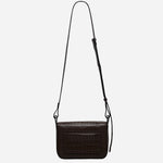 Back view of the Westwell Lane Faux Croc Dark Oak Small Flapover Cross Body Bag.