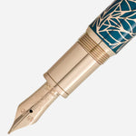 The nib of the Meisterstück Solitaire LeGrand Teal Romeo & Juliet Fountain Pen M.