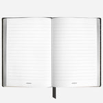 Inside the Fine Stationery Medium Black Croco-Embossed Leather Notebook with Lined Pages.