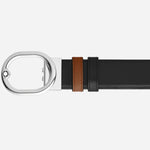 The smooth black side of the L'Ovale Buckle Reversible Fauve/Black Leather Belt.