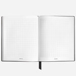 Inside the Fine Stationery Large Black Sartorial Leather Notebook with Squared Pages.