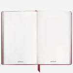 Inside the Fine Stationery Small Brick Red Sartorial Leather Notebook with Blank Pages.