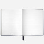 Inside the Fine Stationery Small Ink Blue Sartorial Leather Notebook with Lined Pages.