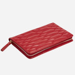 Side view of the Caroline Quilted Red Leather Large Jewellery Portfolio.