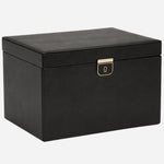 Side view of the Palermo Black Anthracite Leather Large Jewellery Box.