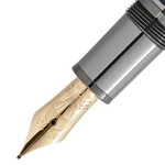 The 18K gold nib of the Meisterstück Solitaire LeGrand Around the World in 80 Days Fountain Pen - F.