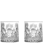 These Scottish Thistle 2 x 38cl Large 'On the Rocks' Tumblers have been designed by Royal Scot Crystal.