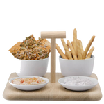 LSA International's Standard Dine Quad Set with Oak Base is dishwasher safe.
