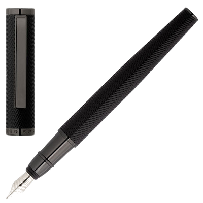 hugo boss gun formation herringbone fountain pen