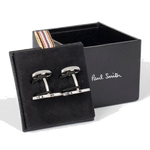 These Men's Silver Bike Cufflinks by Paul Smith come in a lovely box and have a fixed T-bar fastening with the brand signature engraved onto each one.