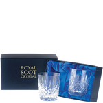 These Royal Scot Crystal London 2 x 33cl Large Tumblers will be presented inside a blue gift box.