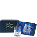 These London 2 x 21cl Small Whisky Tumblers will be presented inside a Royal Scot Crystal silk lined gift box.
