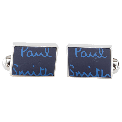 paul snmith navy oversized logo cufflinks