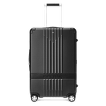 Montblanc's #MY4810 Nightflight Black Medium Trolley Case has a top retractable handle and two grab handles.
