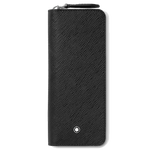 Montblanc's Sartorial 2 Pen Zipped Pouch Black Saffiano with leather zip pull.